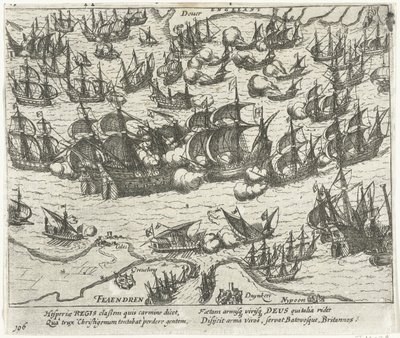 Espanjalaisen Armadan uppoaminen 1588, 1613-1615 tekijältä Frans Hogenberg