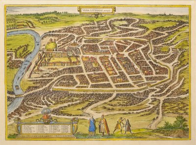 Vilna Georg Braunin maailman ensimmäisestä teatterista, 1580-luku tekijältä Frans Hogenberg