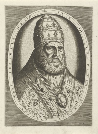Paavi Pius IV:n muotokuva Kuninkaat, kuningattaret, prinssit ja prinsessat (sarjan nimi) tekijältä Frans Huys