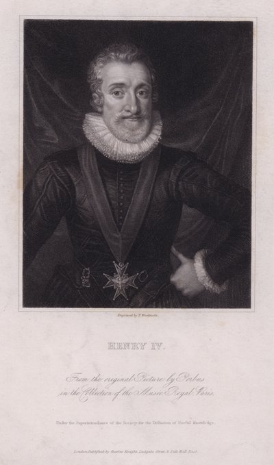 Henrik IV, Ranskan kuningas (kaiverrus) tekijältä Frans II (after) Pourbus