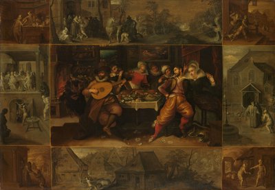 Vertaus tuhlaajapojasta, noin 1610-1620 (öljy paneelille). tekijältä Frans II Francken