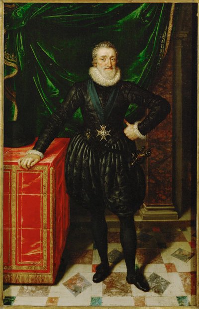 Ranskan kuningas Henrik IV mustissa hovipuvuissa ... tekijältä Frans II Pourbus