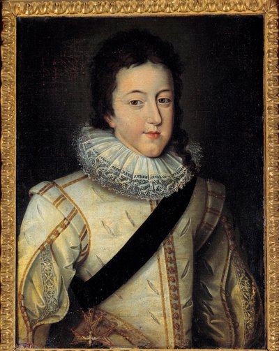 Ludvig XIII:n, Ranskan ja Navarran kuninkaan (1601-1643) muotokuva hänen avioliitossaan vuonna 1616 (h s/t 0,64 x 0,44) Frans Pourbus Le Jeunen (Francois (Franz) Porbus) mukaan tekijältä Frans II Pourbus