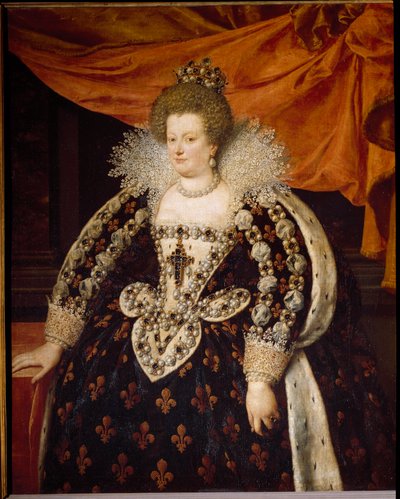 Marie de Medicisin (1573 - 1642), Henrik IV:n vaimon ja Ludvig XIII:n äidin muotokuva Frans Pourbus Le Jeunen (Francois (Franz) Porbus) maalaus tekijältä Frans II Pourbus
