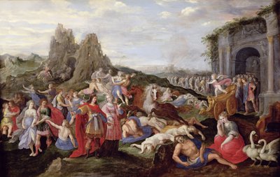 The Slaves and the Furies of Love (öljy paneelissa) tekijältä Frans II the Younger (after) Francken