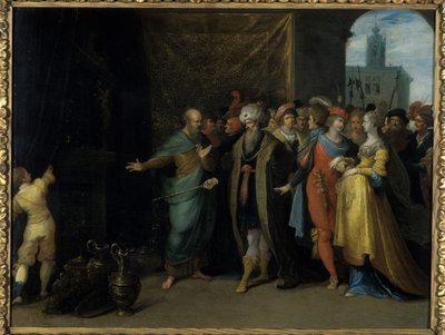 Kroisos näyttää Solonille aarteitaan, 1616-30 (öljy kuparilla) tekijältä Frans II the Younger Francken