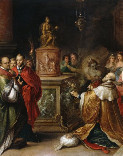 Salomonin epäjumalanpalvelus, n. 1622 (öljy paneelille) tekijältä Frans II the Younger Francken