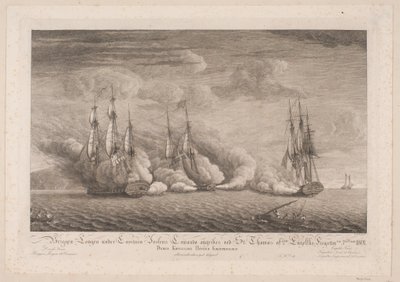 Lougenin prikaaseen hyökätään St. Thomas, 3. maaliskuuta 1801 tekijältä Frans Martin Dodt