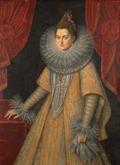 Espanjalaisen Isabella Clara Eugenian muotokuva 1566-1633, n. 1598 tekijältä Frans Pourbus the Younger