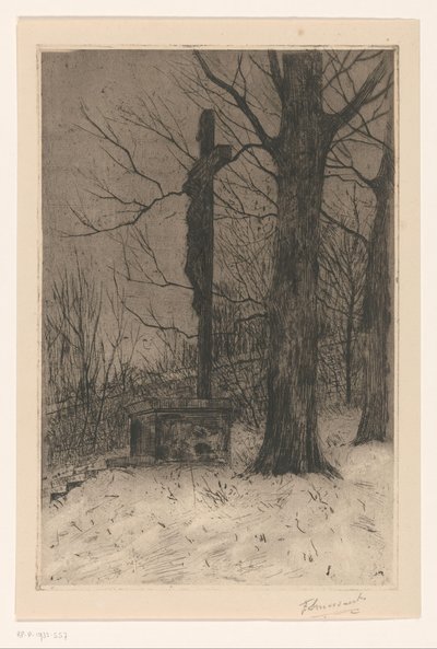 Krusifiksi puun vieressä tekijältä Frans Smissaert (signed by artist)