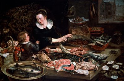 A Fishmongers Shop, c1616-1618. tekijältä Frans Snyders or Snijders