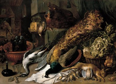 Asetelma, jossa on viininjäähdytin tekijältä Frans Snyders