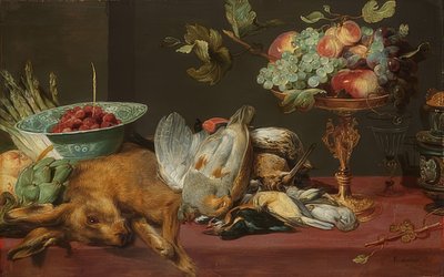Asetelma pienriistalla ja hedelmillä tekijältä Frans Snyders or Snijders