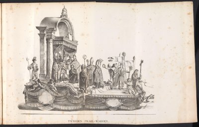 Toinen kelluva kulkue Saint Rumboldille, 1825 Tweeden Prael-waegen (otsikko esineessä) tekijältä Frans Vervloet