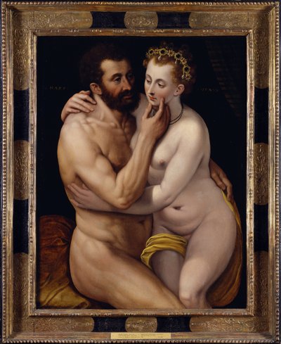 Mars ja Venus. Frans Floris the Groin -maalaus (Frans I of Vrient or Vriendt tekijältä Frans de Vriendt