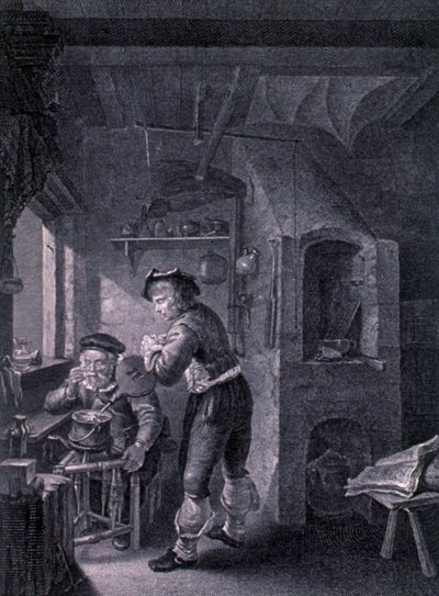 1600-luvun laboratorio tekijältä Frans van (after) Mieris