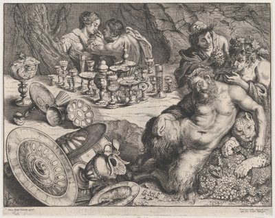 Bacchus ja humalainen Silenus, 1640-60. tekijältä Frans van den Wyngaerde