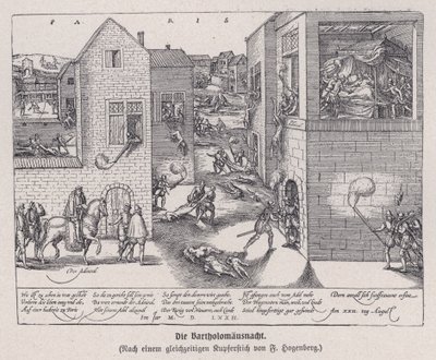 Pyhän Bartolomeuksen päivän verilöyly Pariisissa, Ranskassa tekijältä Franz (after) Hogenberg
