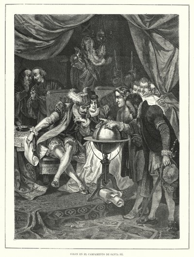 Christopher Columbus Santa Fen leirissä Espanjassa tekijältä Franz (after) Kollarz