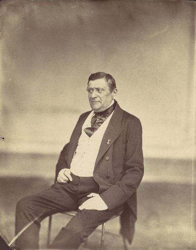 [Istuva mies valkoisessa liivissä ja tummassa takissa], 1850-60-luku. tekijältä Franz Antoine