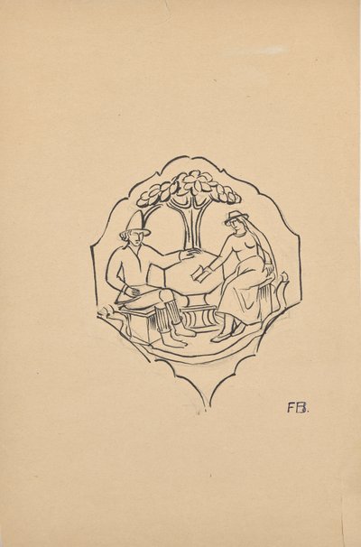 Talonpoikapariskunta (huonekalun täyte?) tekijältä Franz Barwig d. Ä.