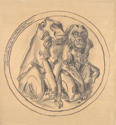 Luonnos helpotusta varten Schönbrunnin eläintarhan apinatalossa tekijältä Franz Barwig d. Ä.