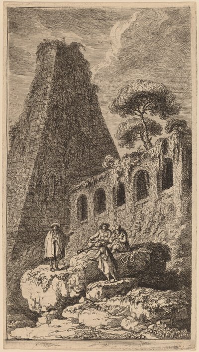 Seston pyramidi lähellä St. Paulin portteja Roomassa tekijältä Franz Edmund Weirotter