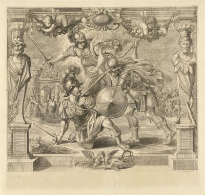Akhilleus tappaa Hektorin Historia of Achilles (sarjan nimi) tekijältä Franz Ertinger