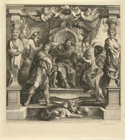Akhilleuksen kierto Agamemnonin kanssa Historia of Achilles (sarjan nimi) tekijältä Franz Ertinger