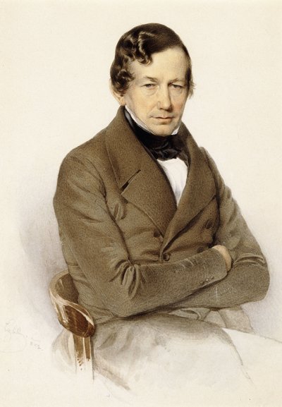 Anton Diabellin muotokuva, puolipitkä istuva, 1842 tekijältä Franz Eybl