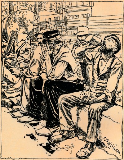 Workmen at Dinner, c1900 tekijältä Franz Gailliard