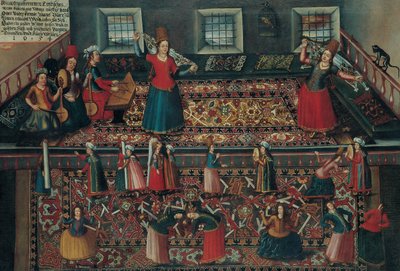 Kohtaus Turkin haaremista, 1600-luvun toiselta puoliskolta. tekijältä Franz Georg Hörmann