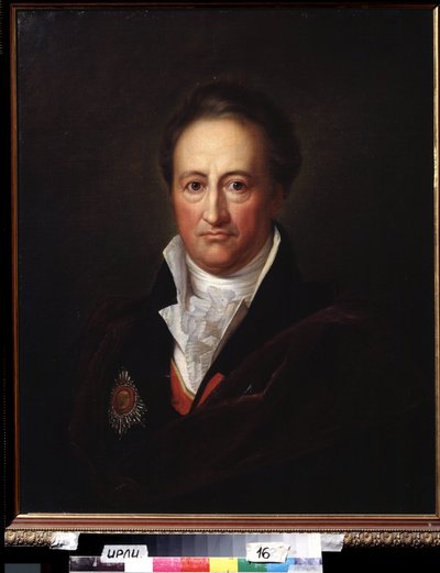 Kirjailija Johann Wolfgang von Goethen (1749-1832) muotokuva (J. W. von Goethen muotokuva). Gerhard von Kugelgenin (1772-1820) maalaus öljy kankaalle tekijältä Franz Gerhard von Kugelgen
