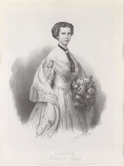 Itävallan keisarinna Elisabetin muotokuva, 1853. tekijältä Franz Hanfstaengl