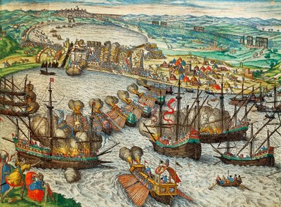 Charles V:n vangitseminen La Goulettesta ja Tunisista tekijältä Franz Hogenberg