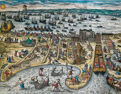Charles V:n vangitseminen La Goulettesta ja Tunisista tekijältä Franz Hogenberg
