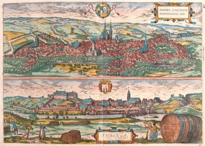 Eisleben ja Tubingen, Saksa (kaiverrus tekijältä Franz Hogenberg