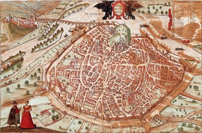 Avignonin kartta - Ranska (kaiverrus tekijältä Franz Hogenberg