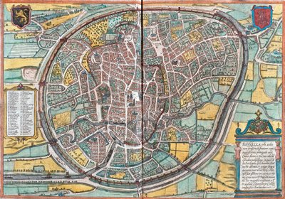 Bruxellesin kartta (Bruxella), Belgia (etsaus tekijältä Franz Hogenberg