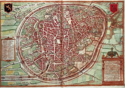 Bruxellesin kartta - Belgia (kaiverrus tekijältä Franz Hogenberg