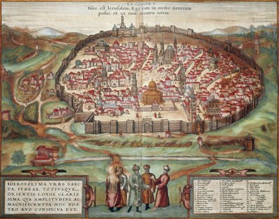 Jerusalemin kartta (kaiverrus tekijältä Franz Hogenberg