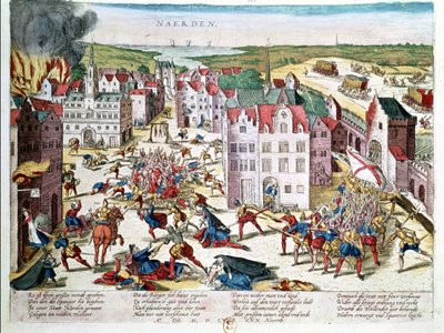 Verilöyly Flanderissa Alban herttuan Fernando Alvarez de Toledon (1508-82) hallituksen aikana, 30. marraskuuta 1572 tekijältä Franz Hogenberg
