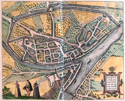Namur ja Maas-joki, Belgia (kaiverrus tekijältä Franz Hogenberg