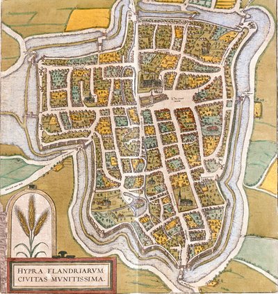 Plan de Ypres (Hypra), Belgia (etsaus tekijältä Franz Hogenberg