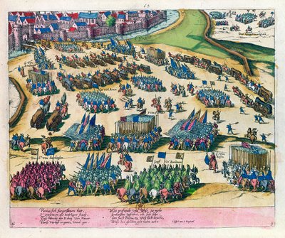 Parman herttua vapauttaa Pariisin Henri IV:n joukkojen piirityksestä vuonna 1590. tekijältä Franz Hogenberg
