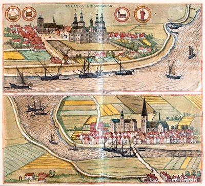 Tonning ja Husum, Saksa (kaiverrus tekijältä Franz Hogenberg