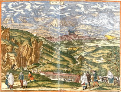 Näkymä Alhama de Granadasta (Alhama), Espanja (etsaus tekijältä Franz Hogenberg