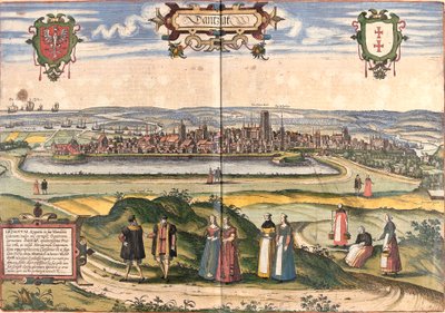 Näkymä Dantzigiin (Gedanum) (nykyinen Gdansk), Puola (etsaus tekijältä Franz Hogenberg