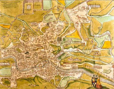 Näkymä Roomaan (Romae), Italia (etsaus tekijältä Franz Hogenberg