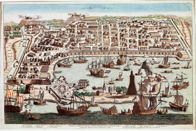 Näkymä Messinan kaupungista Sisiliassa - Franz Hogenbergin (1535-1590) kaiverrus Braunin ja Hogenbergin "" Civitatis Orbis Terranumista" - 1594 (näkymä Messinan kaupungista, Sisilia - kaiverrus Franz Hogenberg (1535-1590) ) lähettäjältä "" Civitatis Hobis  tekijältä Franz Hogenberg